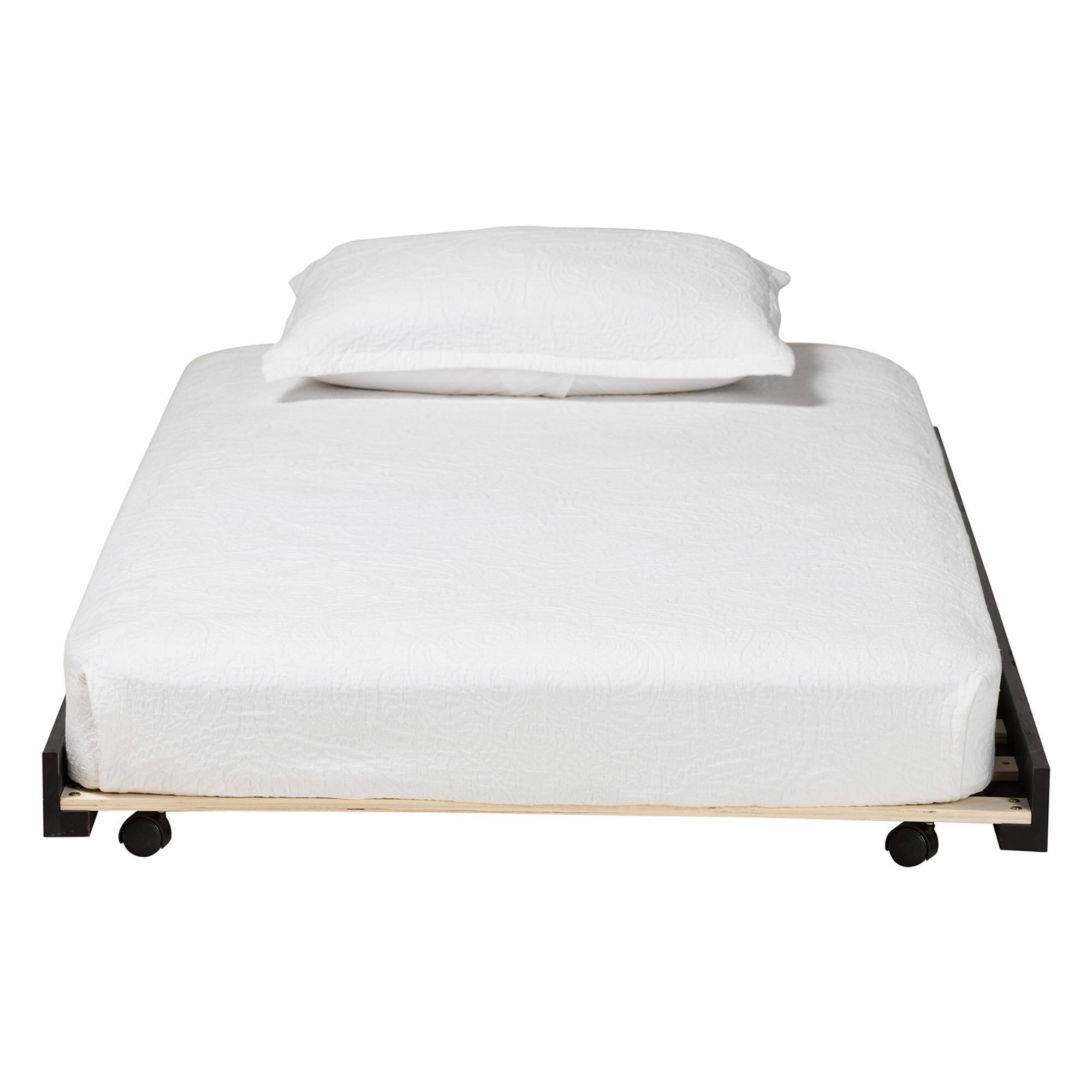 Angle. Baxton Studio - Lucera Trundle - Underbed Low-Profile Rolling Base for Daybeds and Guest Rooms, Twin - Black.