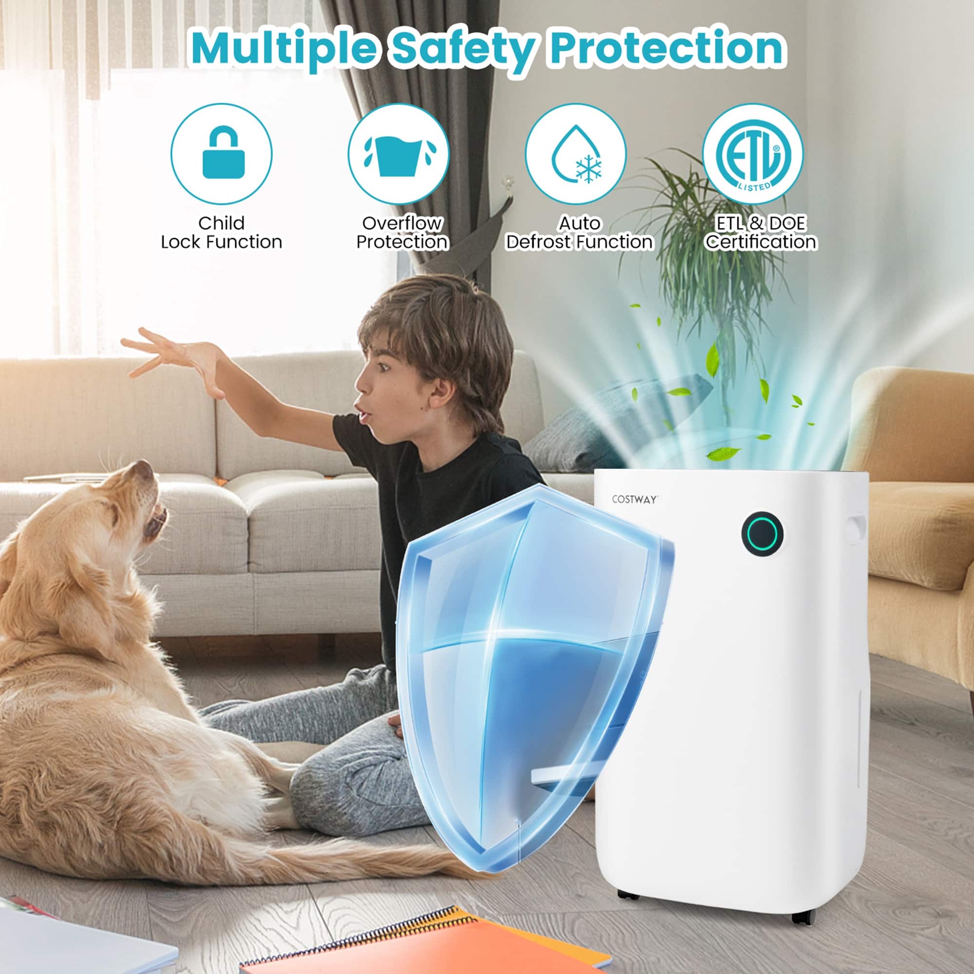 Multiple Safety Protection: Child Lock Function, Overflow Protection, Auto ETL & DOE Defrost Function, Certification.