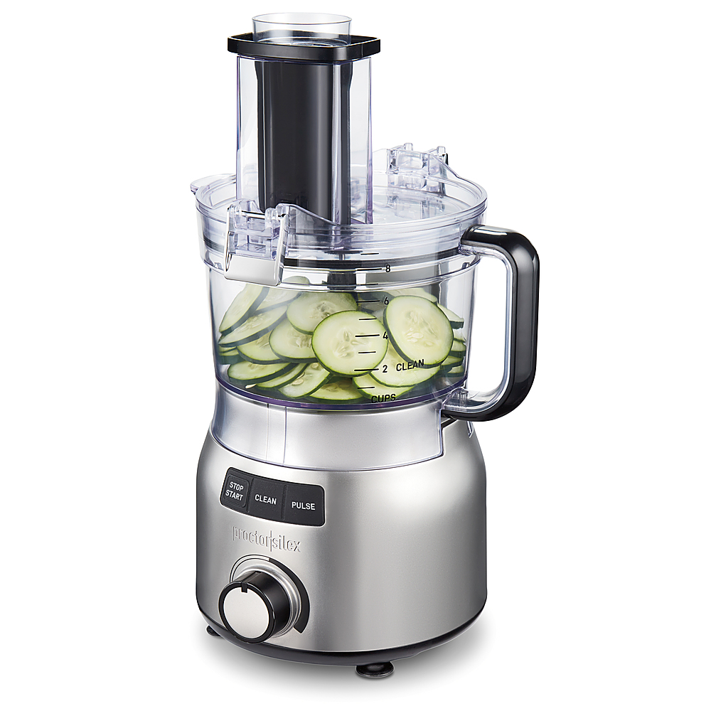 Angle View: Proctor Silex Quick Clean 9 Cup Food Processor with Infinite Speed Control - SILVER