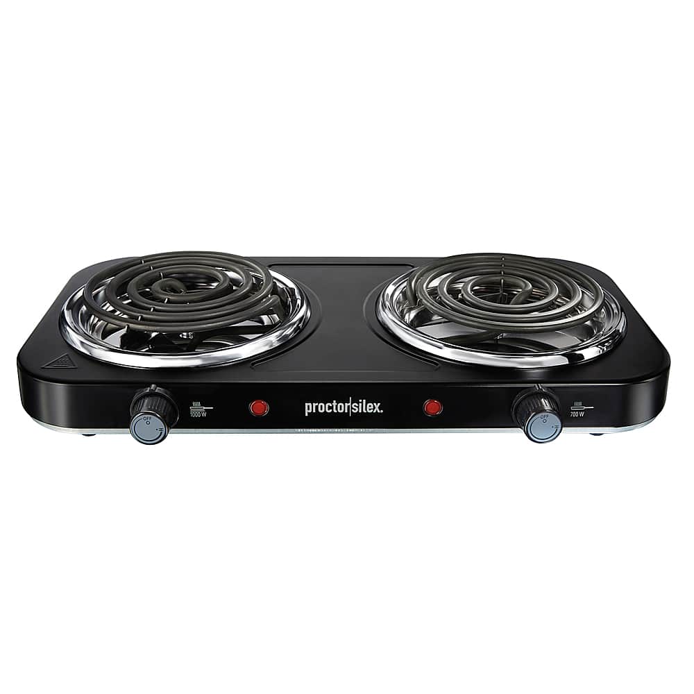 Proctor Silex - Electric Double Burner Cooktop with Adjustable Temperature - Black - Front_Zoom