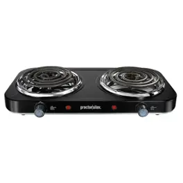 Proctor Silex - Electric Double Burner Cooktop with Adjustable Temperature - BLACK