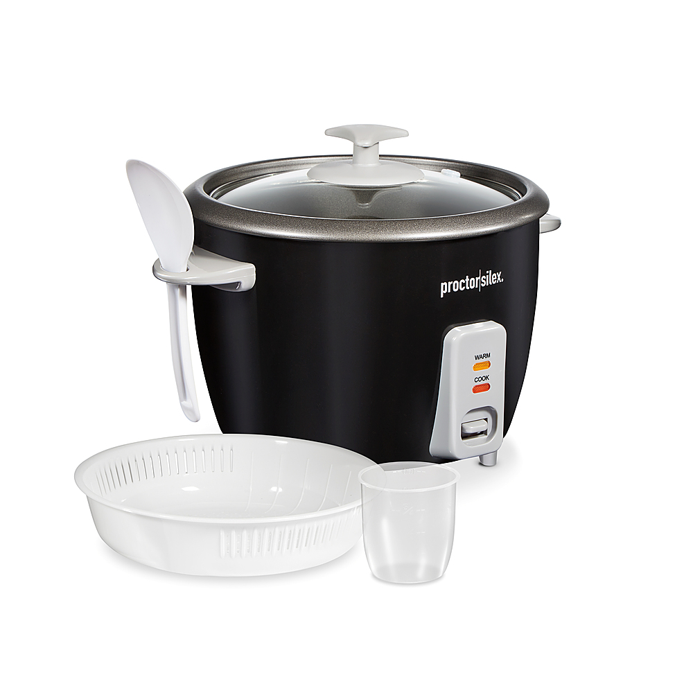 Proctor Silex Rice Cooker & Food Steamer, 30 Cups Cooked (15 Cups  Uncooked), Includes Steam and Rinsing Basket, Black (37555)