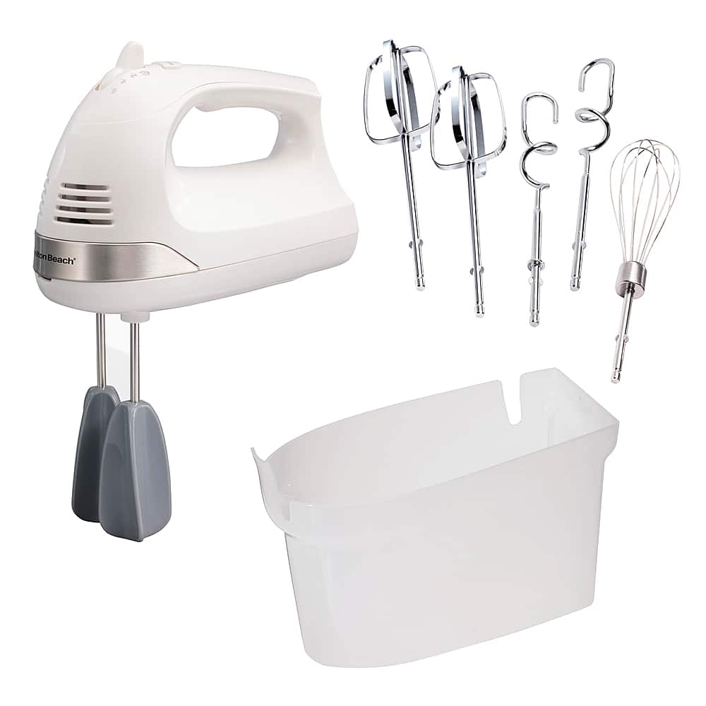Alt View 13. Hamilton Beach - 6 Speed Hand Mixer with Easy Clean Beaters and Snap-On Case - WHITE.