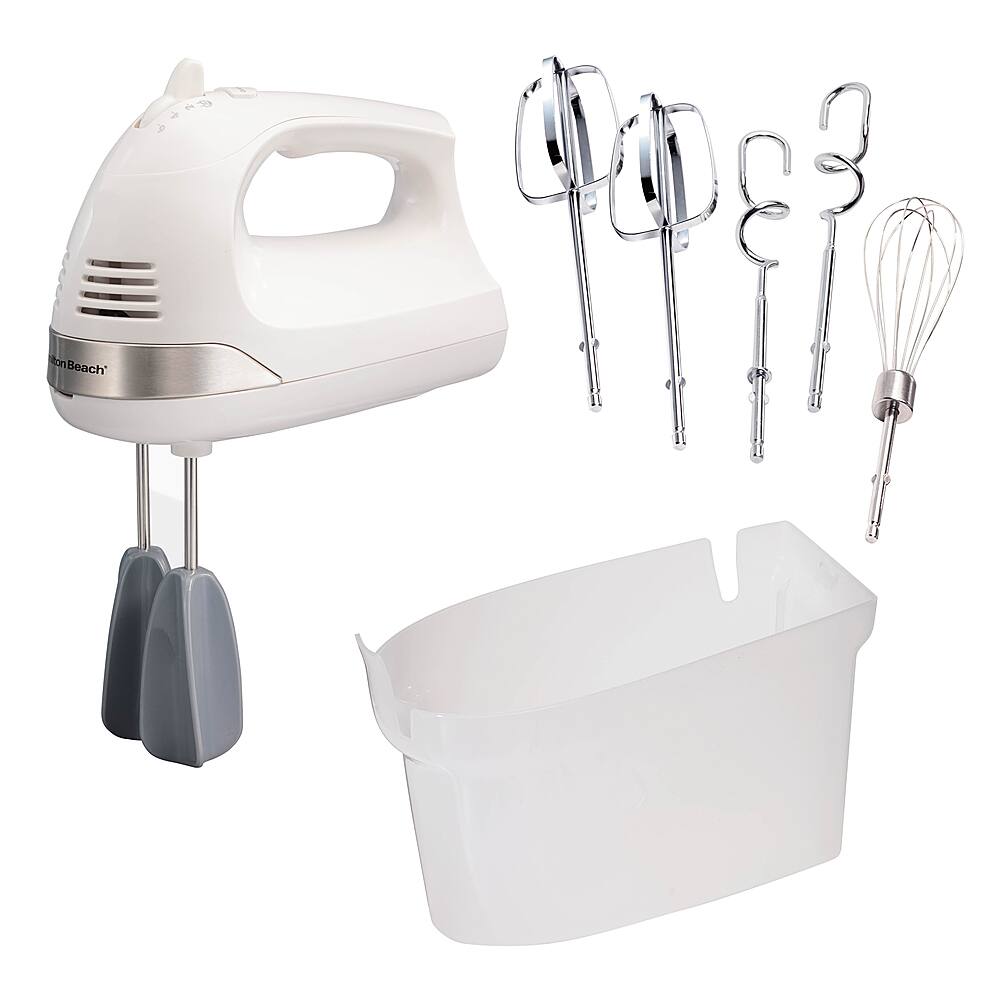Alt View 13. Hamilton Beach - 6 Speed Hand Mixer with Easy Clean Beaters and Snap-On Case - WHITE.