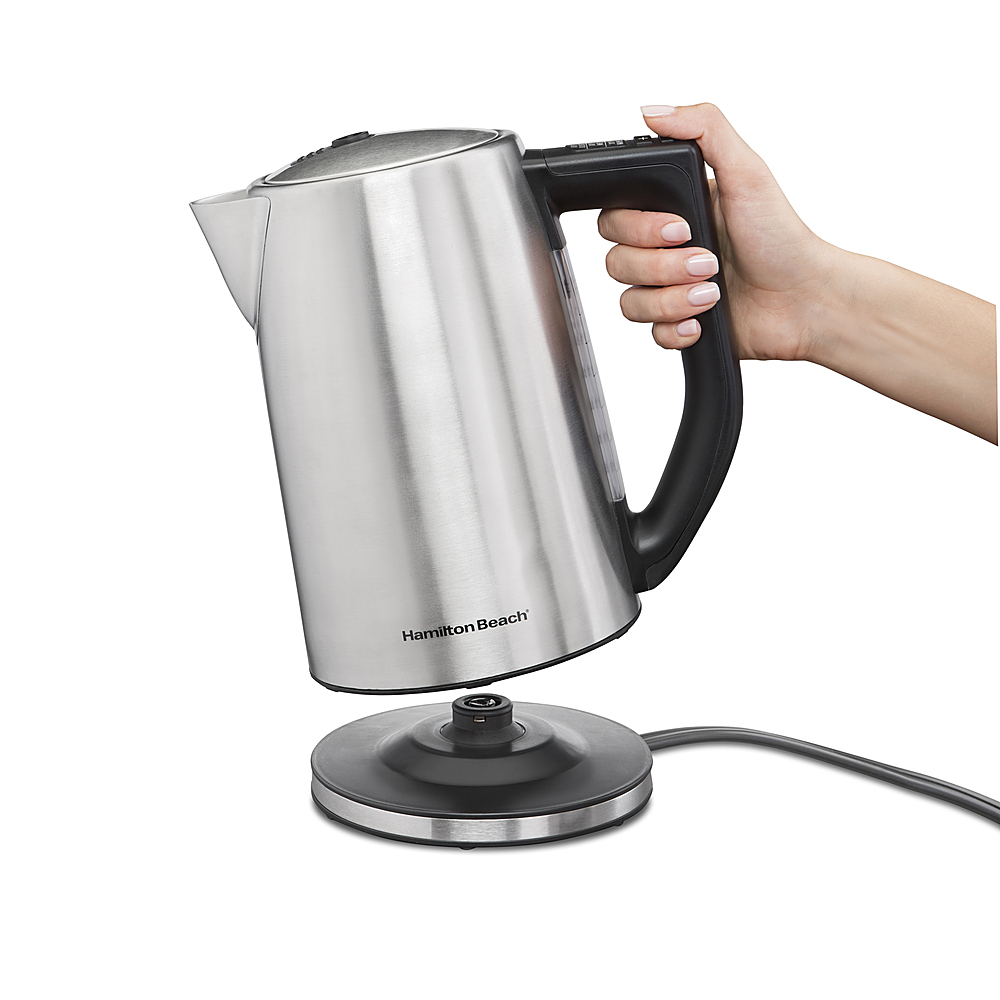 Hamilton Beach Variable Temperature Electric Kettle, 1.7 Liter, Black,  Stainless Steel, New, 41022F 