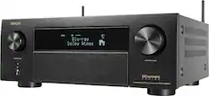 Front. Denon - AVR-X4800H (125W X 9) 9.4-Ch. with HEOS and Dolby Atmos 8K Ultra HD HDR Compatible AV Home Theater Receiver with Alexa - Black.