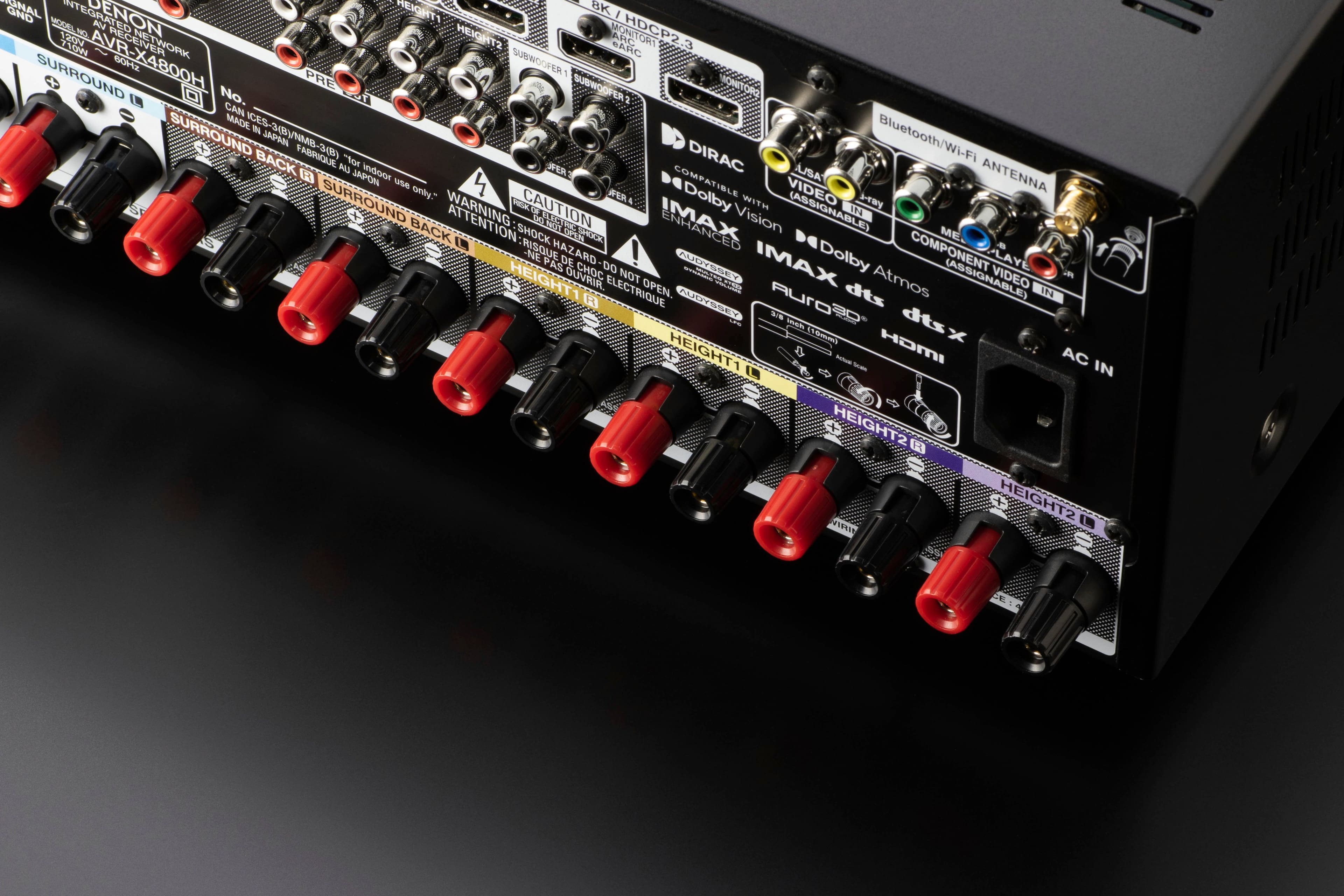 Alt View 12. Denon - AVR-X4800H (125W X 9) 9.4-Ch. with HEOS and Dolby Atmos 8K Ultra HD HDR Compatible AV Home Theater Receiver with Alexa - Black.