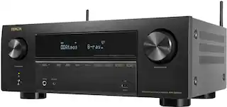 Front. Denon - AVR-X2800H (95W X 7) 7.2-Ch. with HEOS and Dolby Atmos 8K Ultra HD HDR Compatible AV Home Theater Receiver with Alexa - Black.
