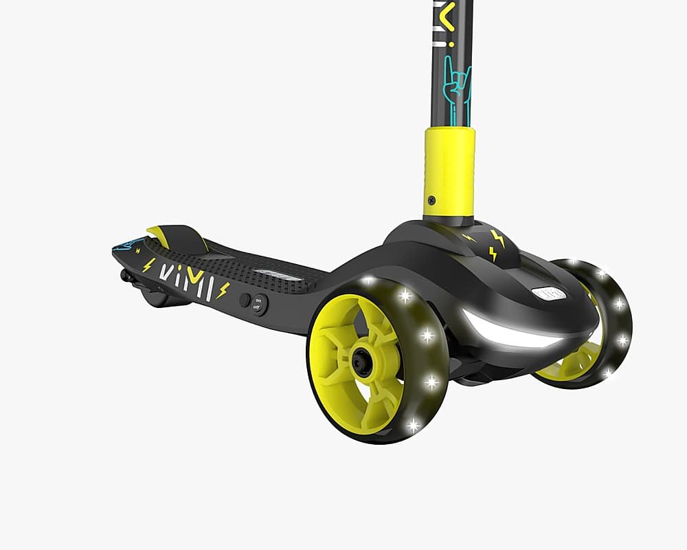 Left View: INOKIM - ICON Kids Scooter w/4 miles  Max Operating  Range & 4 mph Max Speed - Yellow