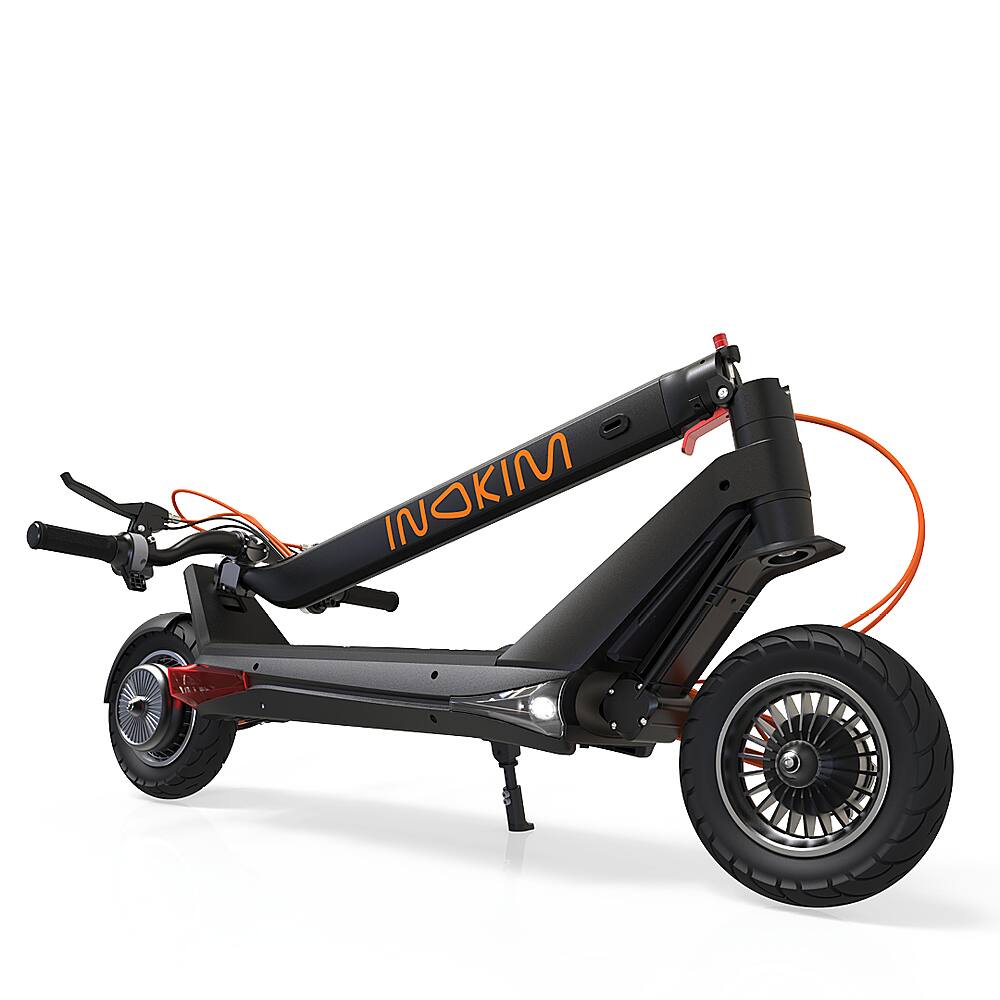 Left View: INOKIM - OX Scooter w/40  miles Max Operating  Range & 31 mph Max Speed - Black