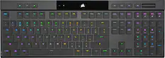 Front. CORSAIR - K100 Air Wireless Full-Size Bluetooth RGB Mechanical Cherry MX Ultra Low Profile Tactile Switch Gaming Keyboard - Black.