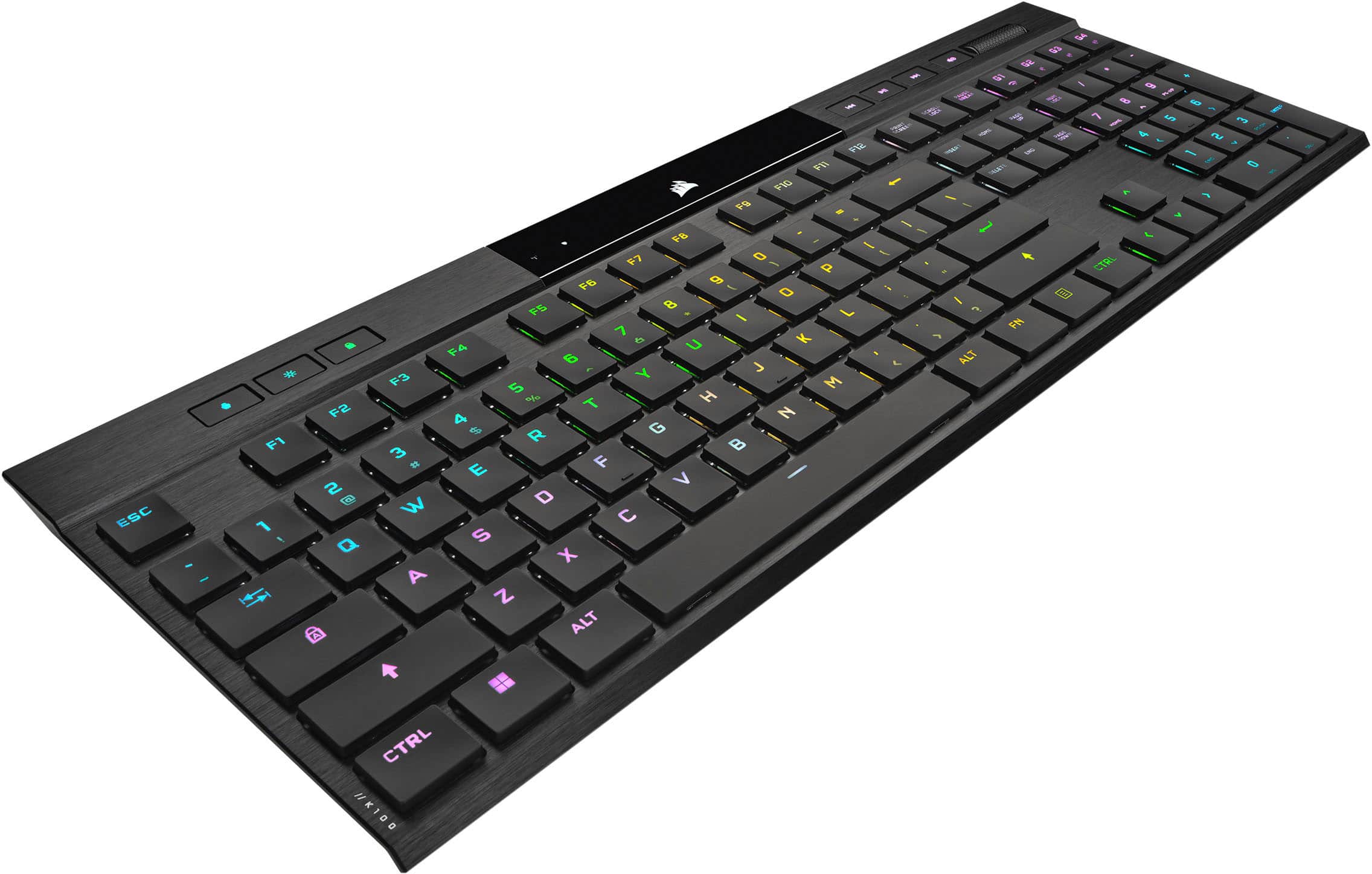 Alt View 13. CORSAIR - K100 Air Wireless Full-Size Bluetooth RGB Mechanical Cherry MX Ultra Low Profile Tactile Switch Gaming Keyboard - Black.