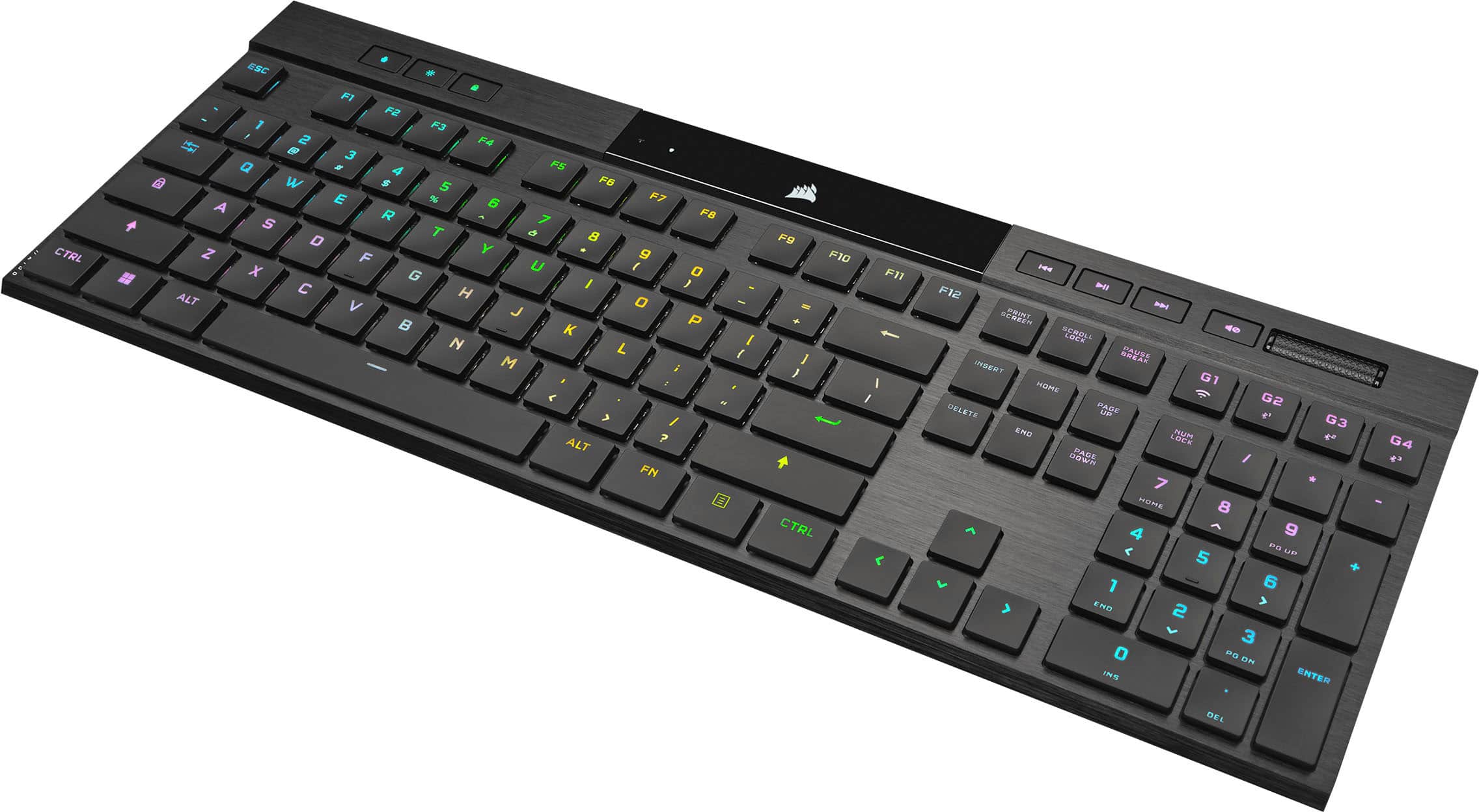 Alt View 14. CORSAIR - K100 Air Wireless Full-Size Bluetooth RGB Mechanical Cherry MX Ultra Low Profile Tactile Switch Gaming Keyboard - Black.