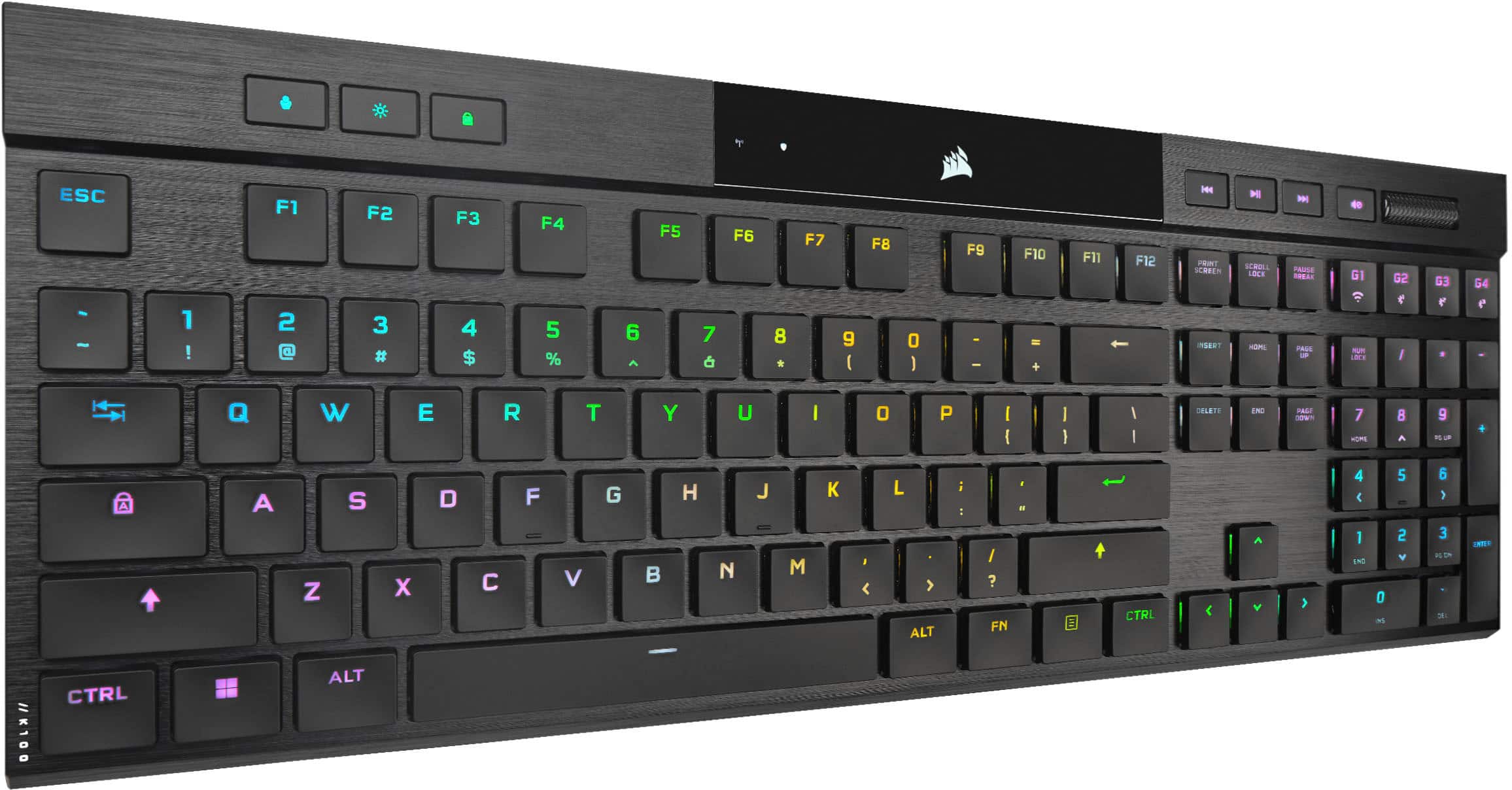 Alt View 15. CORSAIR - K100 Air Wireless Full-Size Bluetooth RGB Mechanical Cherry MX Ultra Low Profile Tactile Switch Gaming Keyboard - Black.