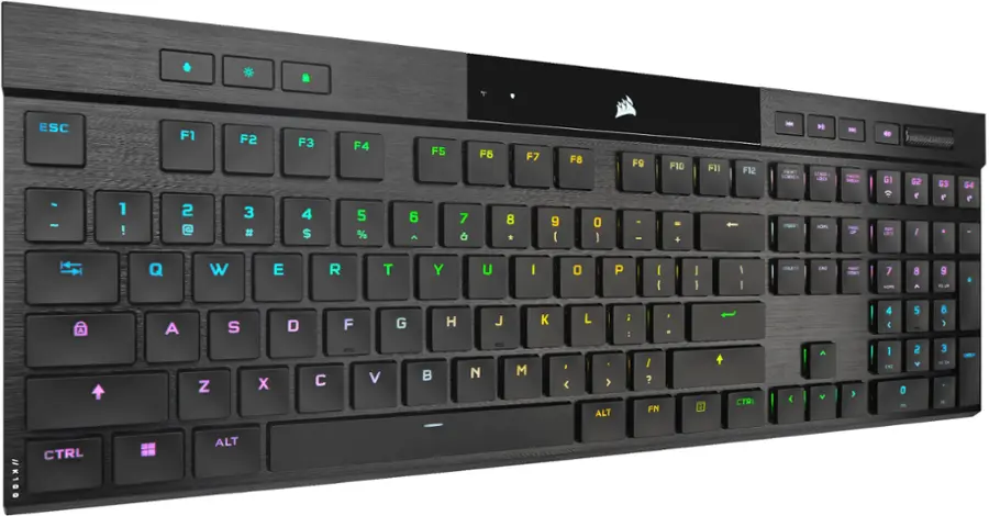 Alt View 15. CORSAIR - K100 Air Wireless Full-Size Bluetooth RGB Mechanical Cherry MX Ultra Low Profile Tactile Switch Gaming Keyboard - Black.