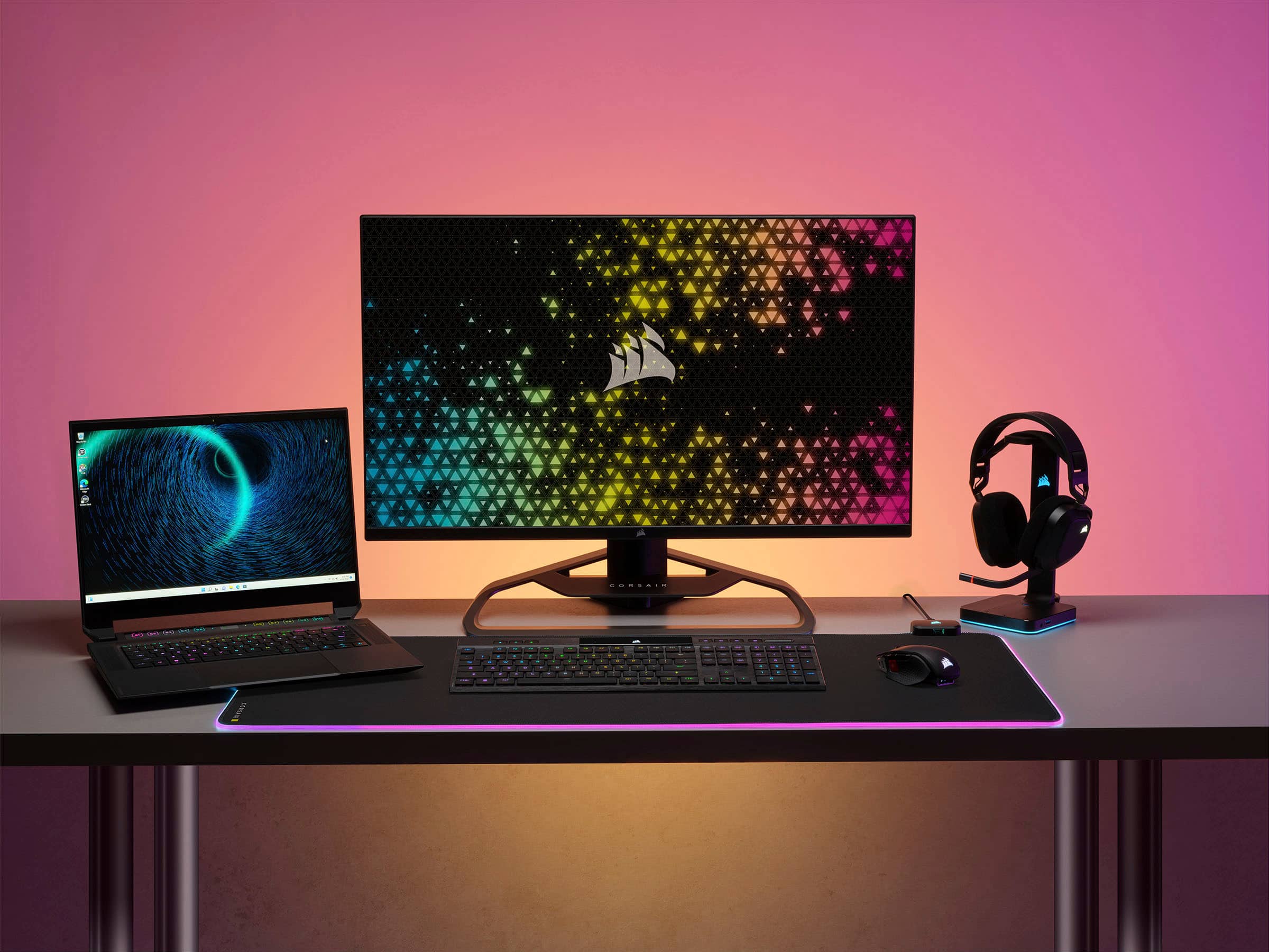 Alt View 22. CORSAIR - K100 Air Wireless Full-Size Bluetooth RGB Mechanical Cherry MX Ultra Low Profile Tactile Switch Gaming Keyboard - Black.