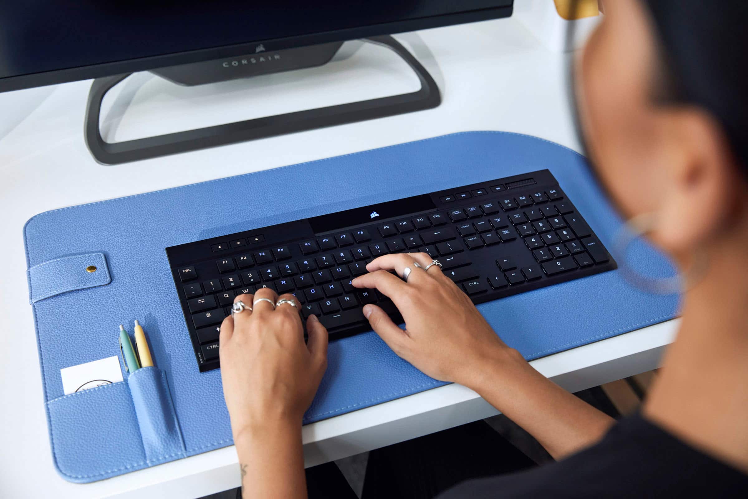 Alt View 23. CORSAIR - K100 Air Wireless Full-Size Bluetooth RGB Mechanical Cherry MX Ultra Low Profile Tactile Switch Gaming Keyboard - Black.