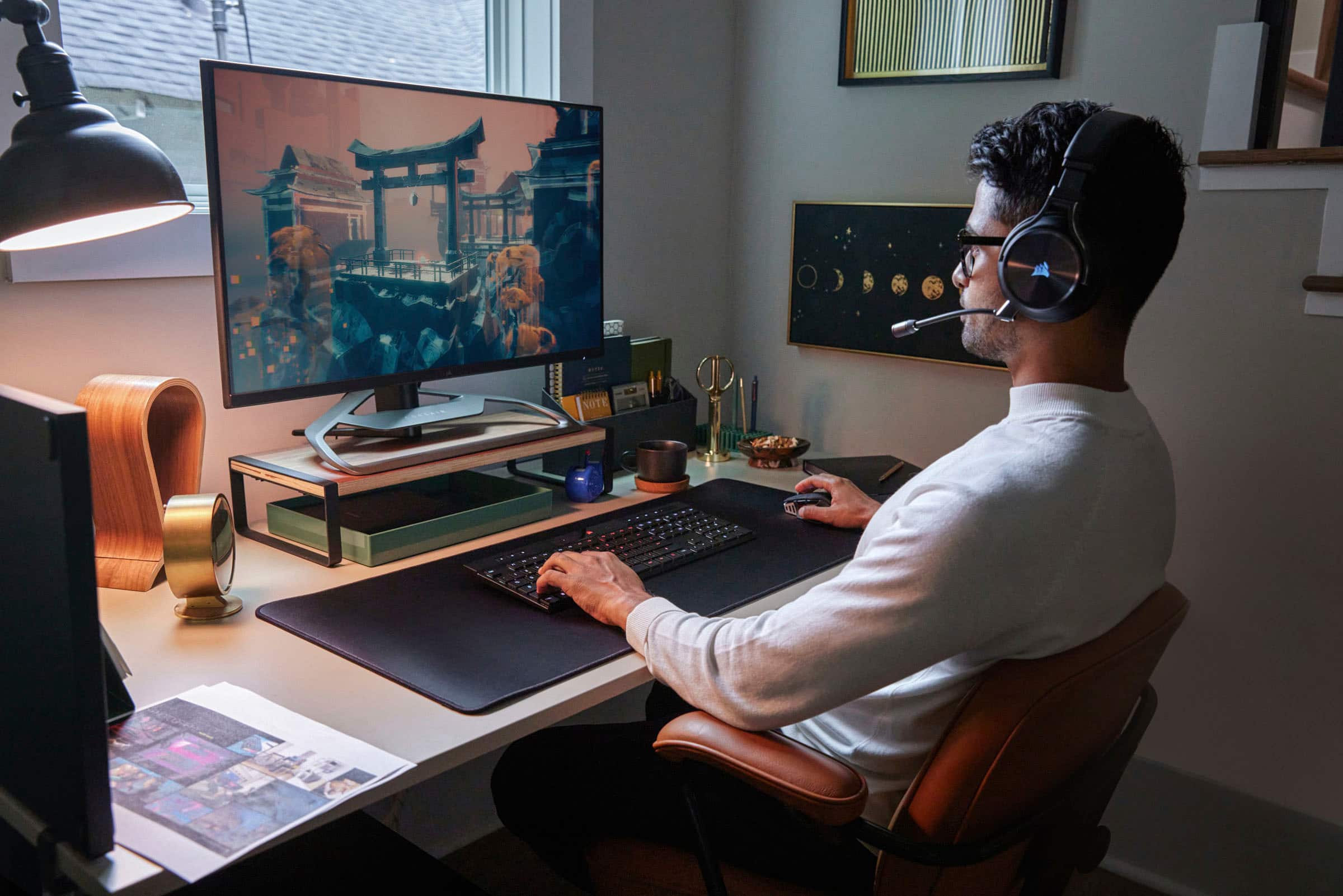 Alt View 25. CORSAIR - K100 Air Wireless Full-Size Bluetooth RGB Mechanical Cherry MX Ultra Low Profile Tactile Switch Gaming Keyboard - Black.