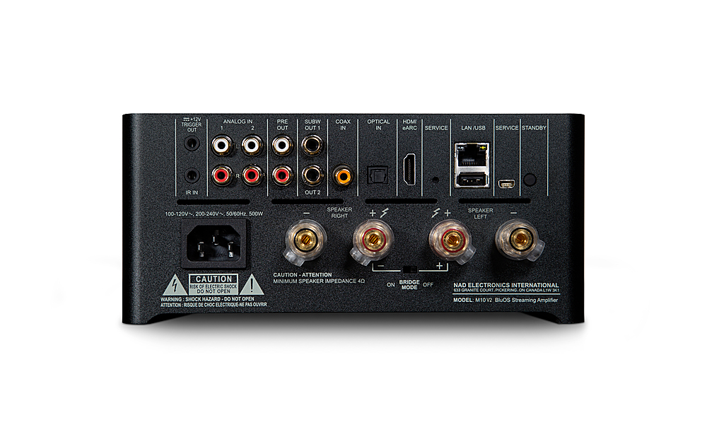 Back View: NAD - M10 V2 100W 4.2Ch BluOS Streaming/Hybrid Digital nCore Amplifier - Black