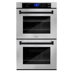 ZLINE - 30" Autograph Edition Double Wall Oven with Self Clean and True Convection in Stainless Steel and Matte Black - Stainless steel - Front_Zoom