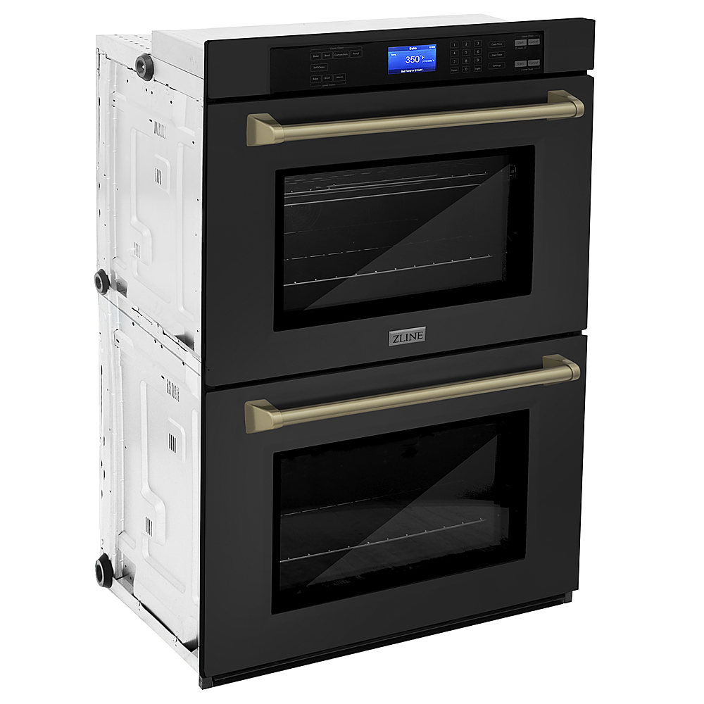 ZLINE 30 Autograph Edition Double Wall Oven with Self Clean and True Convection in DuraSnow Stainless Steel - AWDSZ-30, Gold