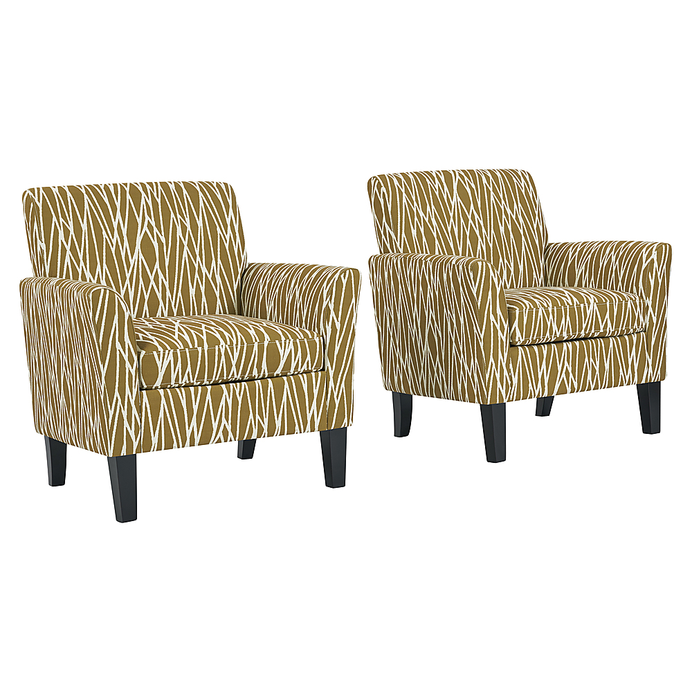 Left View: Handy Living - Marquee Transitional Flared Armchair (set of 2) - Gold