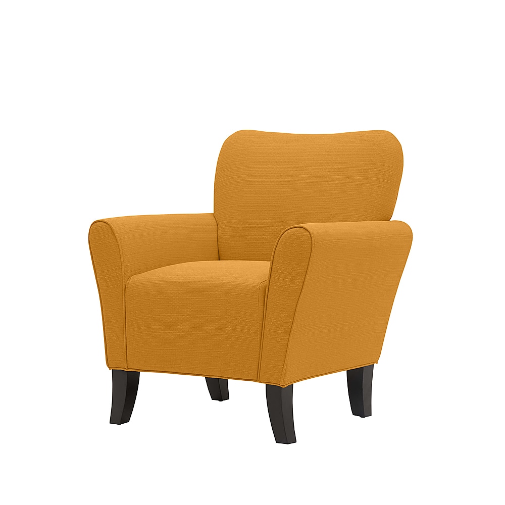 Left View: Handy Living - Sean Transitional Linen Armchair - Mustard Yellow