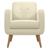 Handy Living - Kenneth Mid-Century Modern Linen Armchair with Natural Finish Legs - Oatmeal Tan - Front_Zoom