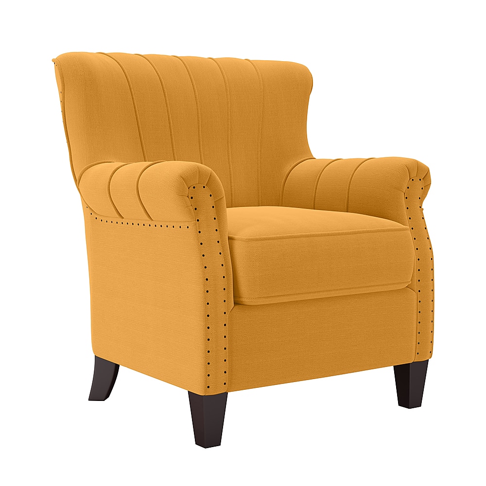 Angle View: Handy Living - Gilcrest Linen Armchair - Mustard Yellow