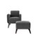 Front Zoom. Handy Living - Thoms Modern Low-Pile Velour Armchair and Ottoman - Dark Gray.