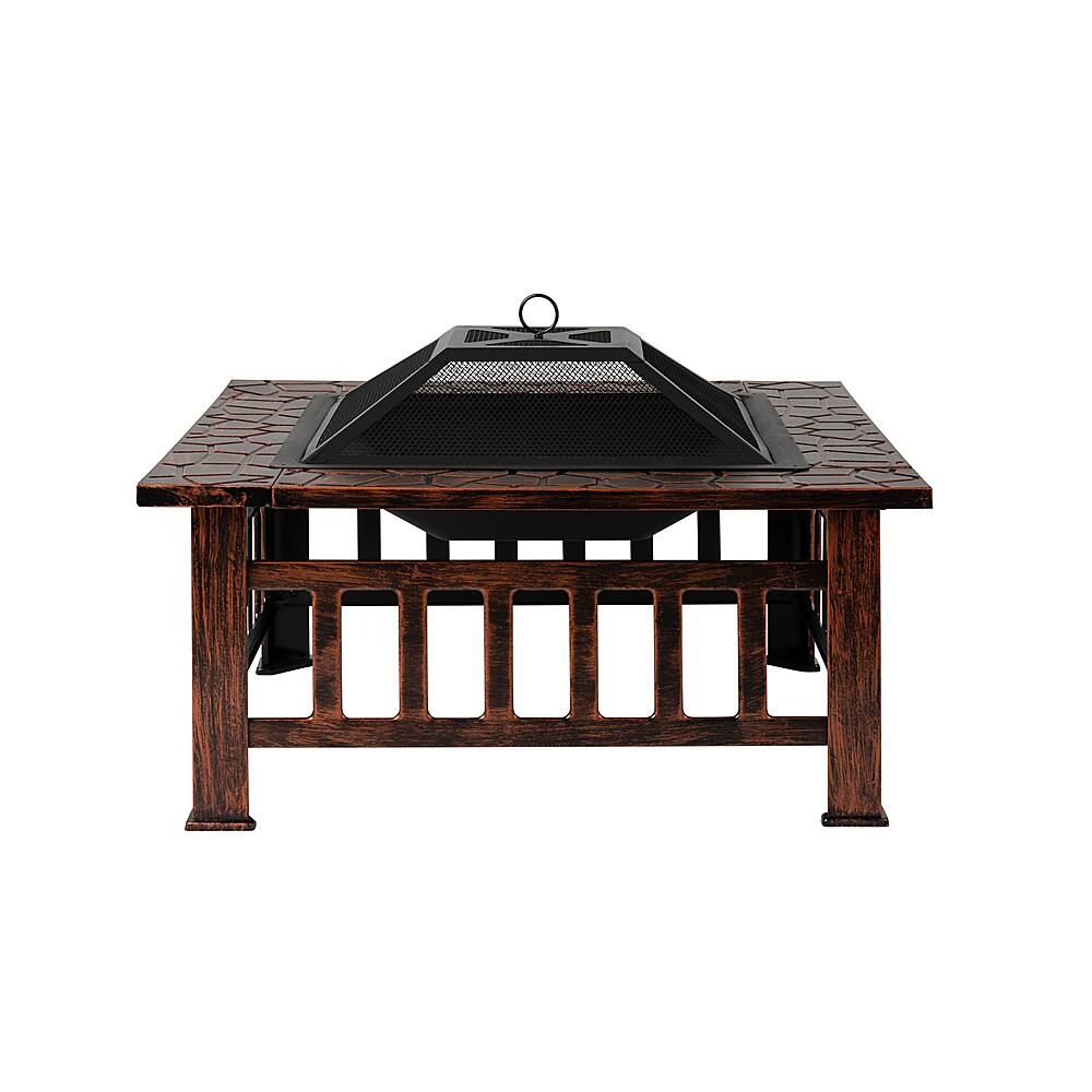 Alt View 11. Fire Sense - Foxdale Square Wood-Burning Fire Pit - Brushed Bronze.