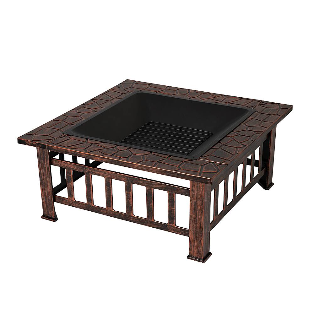Alt View 15. Fire Sense - Foxdale Square Wood-Burning Fire Pit - Brushed Bronze.