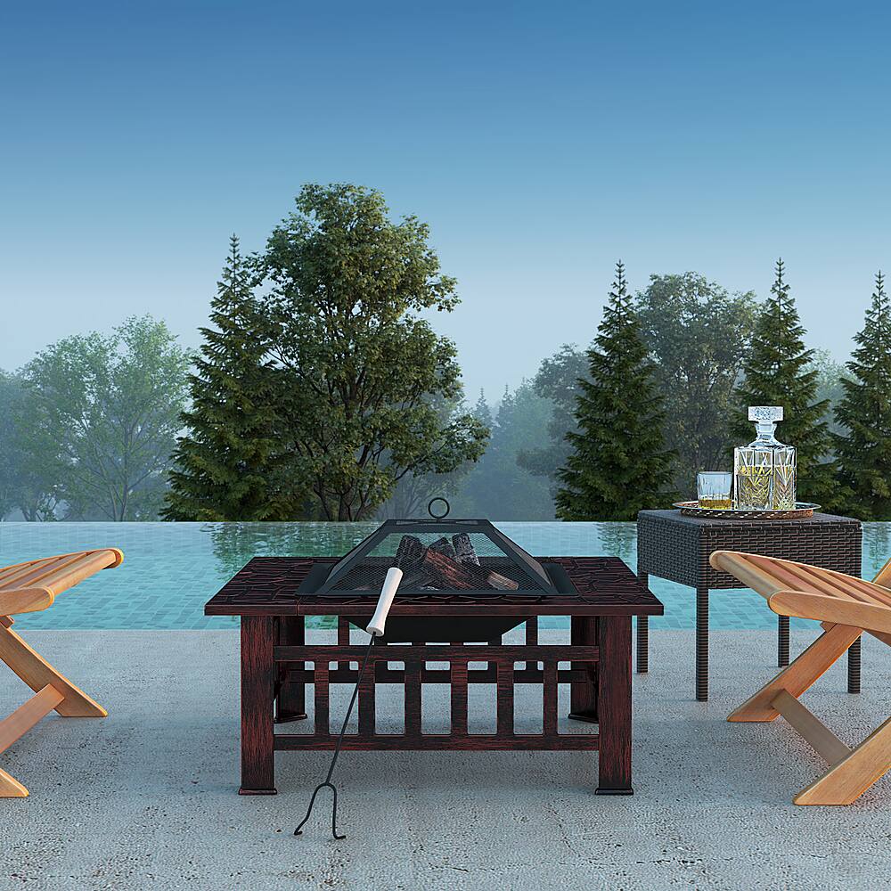 Alt View 18. Fire Sense - Foxdale Square Wood-Burning Fire Pit - Brushed Bronze.