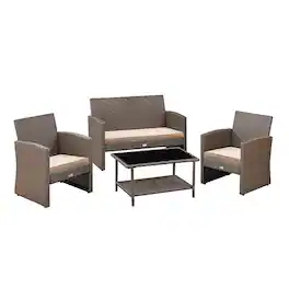 Patio Sense - Wicker Patio Set Ashville - Tan