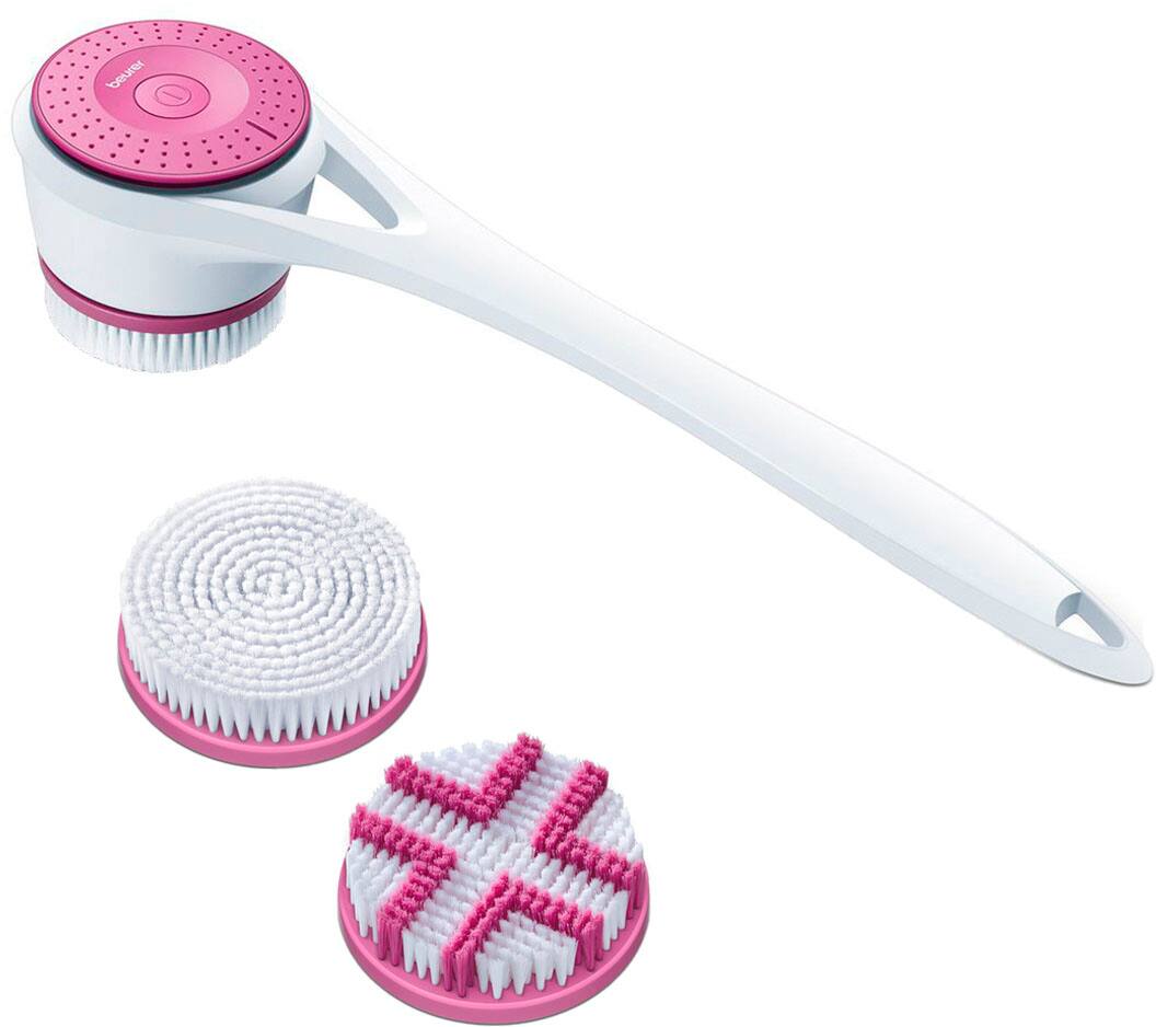 Angle. Beurer - Electronic Body Brush - White and Fuschia.
