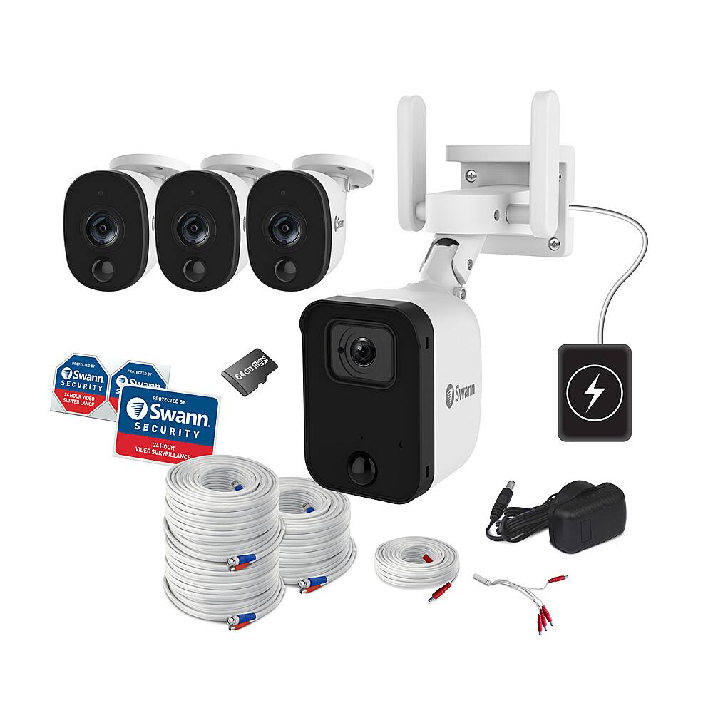 Angle. Swann - Swann Fourtify 4 Wireless Security Camera System 64GB Micro SD Card 4 Cameras1080p NVR System 2-Way Audio Indoor/Outdoor - White.
