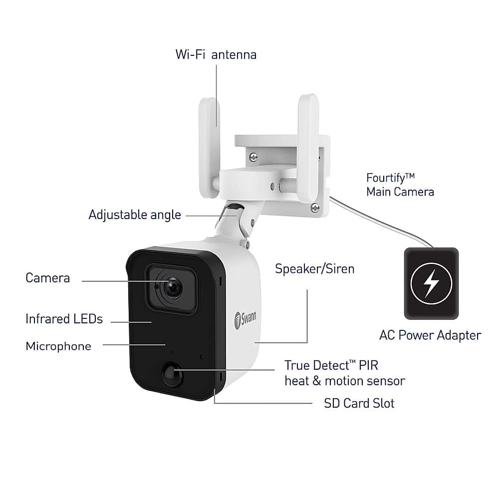 Alt View 21. Swann - Swann Fourtify 4 Wireless Security Camera System 64GB Micro SD Card 4 Cameras1080p NVR System 2-Way Audio Indoor/Outdoor - White.