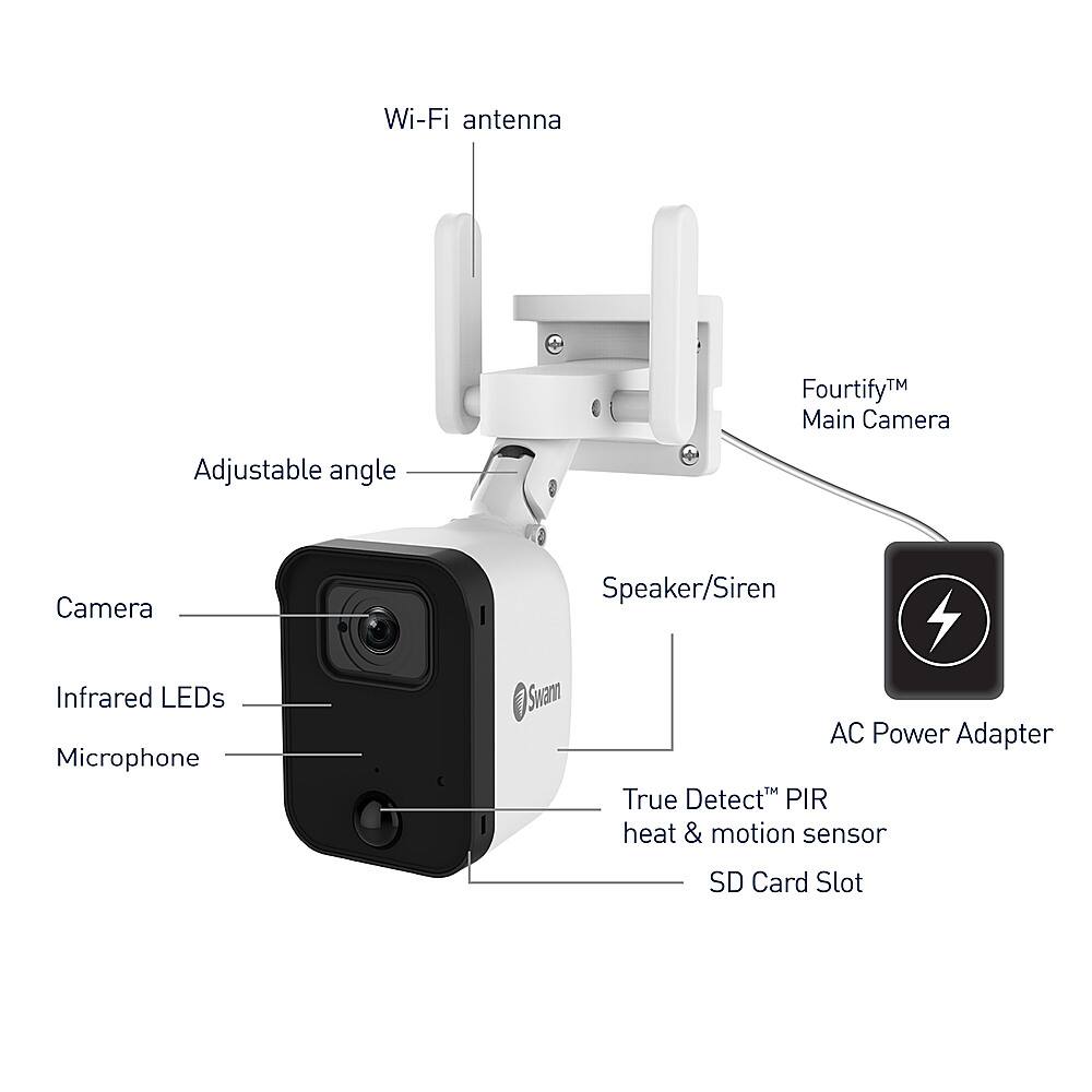 Alt View 21. Swann - Swann Fourtify 4 Wireless Security Camera System 64GB Micro SD Card 4 Cameras1080p NVR System 2-Way Audio Indoor/Outdoor - White.