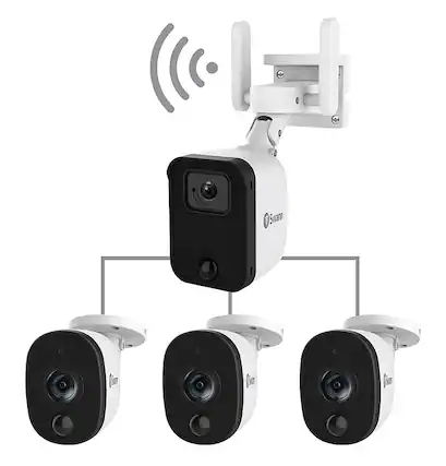Front. Swann - Swann Fourtify 4 Wireless Security Camera System 64GB Micro SD Card 4 Cameras1080p NVR System 2-Way Audio Indoor/Outdoor - White.