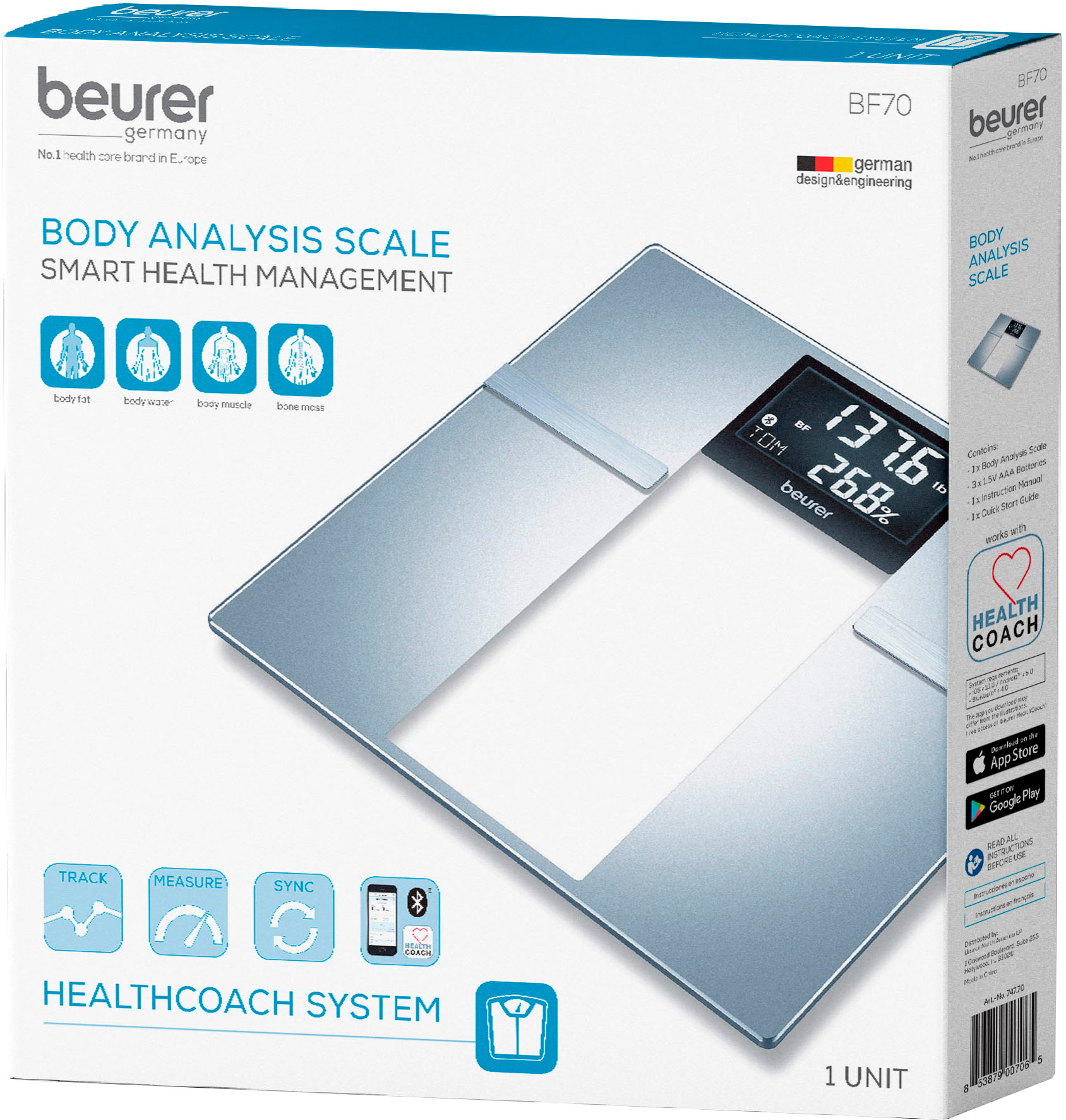Best Buy: Beurer Bluetooth Body Fat Scale for Full Body Analysis Silver BF70