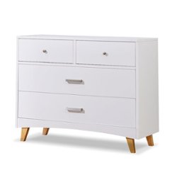Sorelle - Soho 4 Drawer Dresser - White and Natural Wood - Front_Zoom