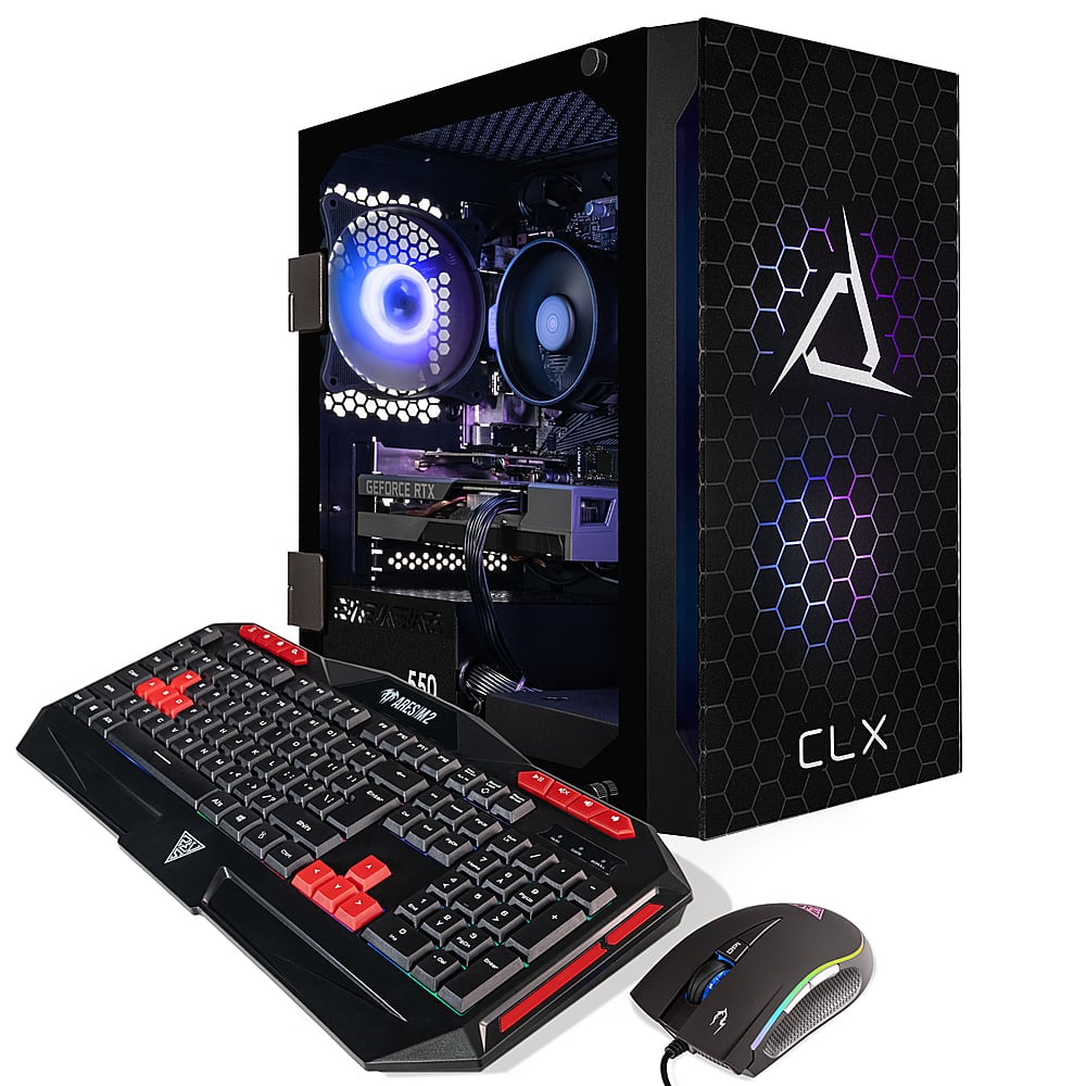 Alt View 2. CLX - SET Gaming Desktop - AMD Ryzen 5 5500 - 16GB Memory - NVIDIA GeForce RTX 3050 - 500GB M.2 NVMe SSD - Black.