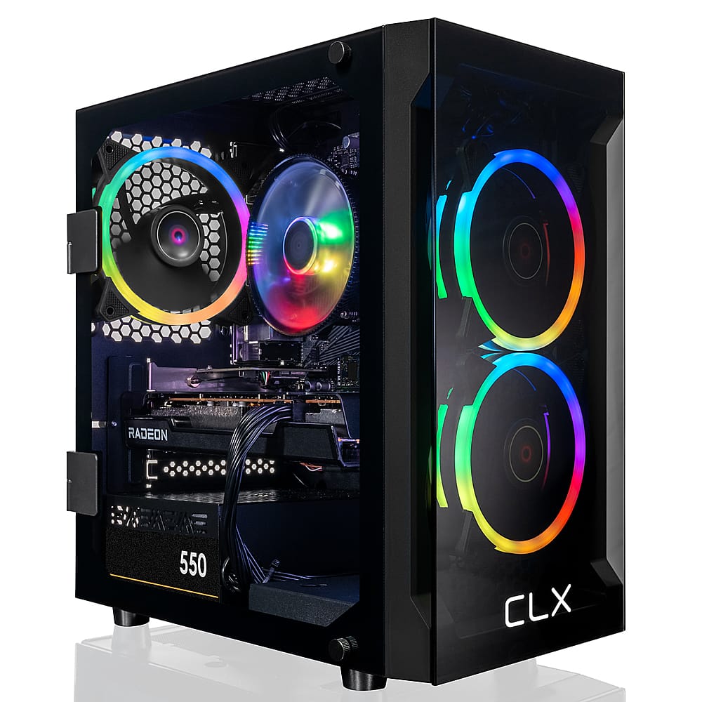 CLX SET Gaming Desktop AMD Ryzen 7 5700X 16GB Memory Radeon RX 6600 XT 500GB M.2 NVMe SSD 2TB HDD Black TGMSETRXH2522BM Best Buy