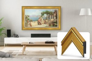 Deco TV Frames - Premiere Bezel for Samsung the Frame TV - 75" - Antique Gold - Front_Zoom