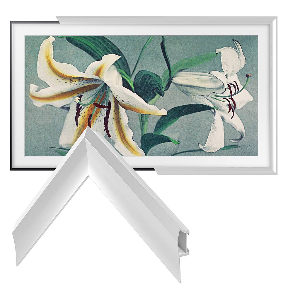 Left View: Frame My TV.com - Deco Alloy Prismatic Bezel for Samsung The Frame TV - 75" - Pure White