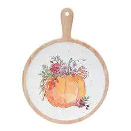 BreeBe - Watercolor Pumpkin Cutting Board (Set of 2) - Orange, Brown, White