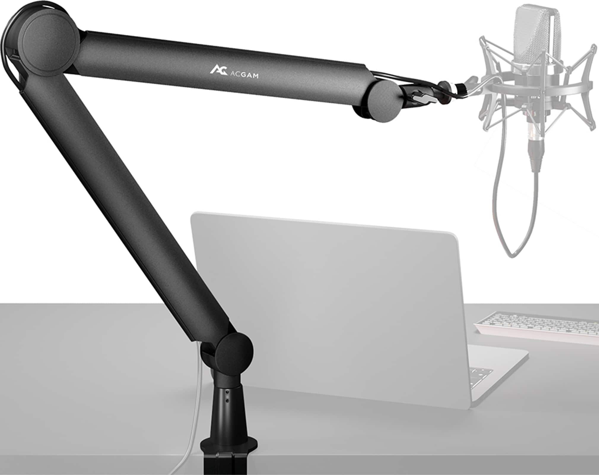 Front. ACGAM - Boom Arm Microphone Mic Stand with 3/8'' to 5/8'' Screw Adapter for Blue Yeti HyperX QuadCast Shure SM7B and other Mic - Matte Black.