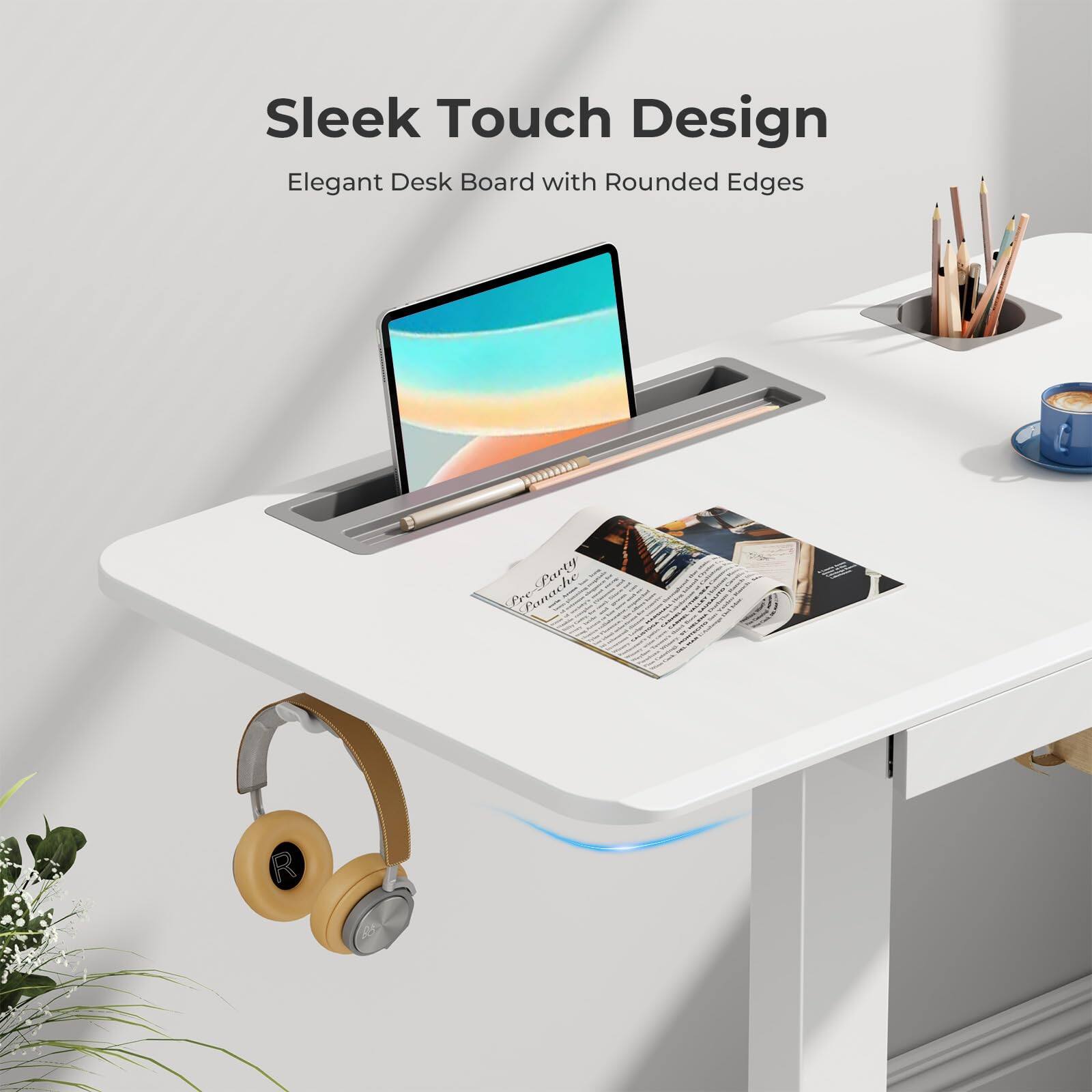 Sleek Touch Design  
Elegant Desk Board with Rounded Edges