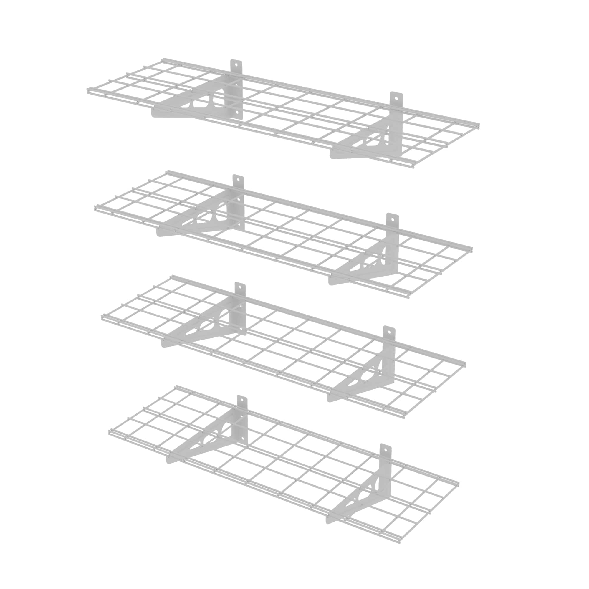 Fleximounts - 36 in. W x 24 in. D Steel Garage Wall Shelf in (4-Pack) - White