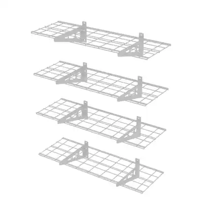 Front. Fleximounts - 36 in. W x 24 in. D Steel Garage Wall Shelf in (4-Pack) - White.